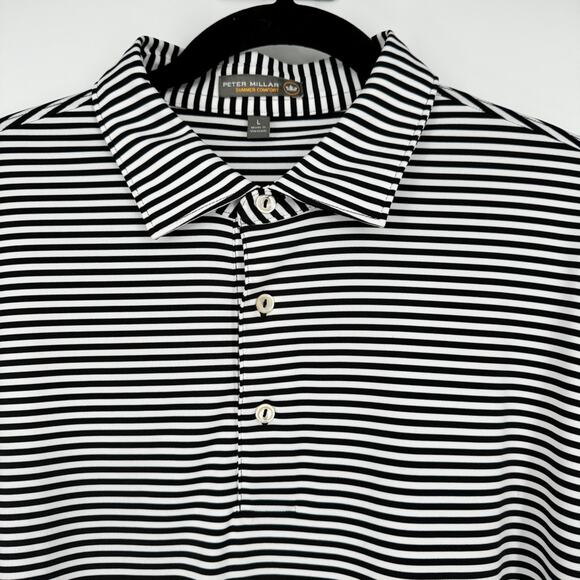 Peter Millar Summer Comfort Striped Polo Short Sleeve‎ Shirt Size L - Picture 2 of 7